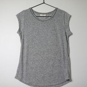 Anthropologie Current Air Grey Vintage Style 90s Tee Chain Accent Size Small
